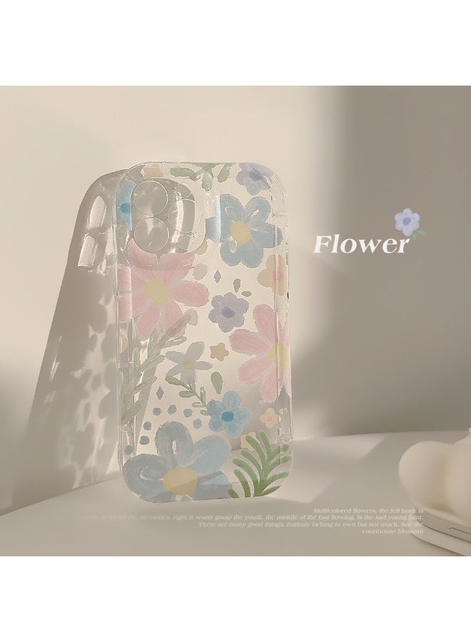 NIBEMINENT Pale Yellow Flowers Protective TPU Case Cover For iPhone 16 Pro, Clear