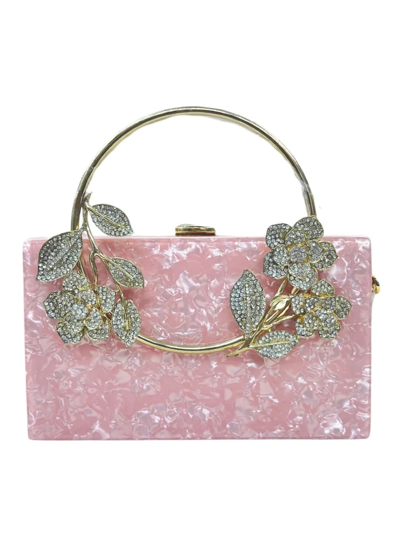 Harsha's Glam Clutches Square Crystal Resin Clutch