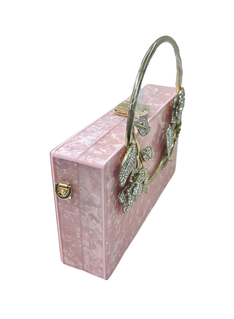 Harsha's Glam Clutches Square Crystal Resin Clutch