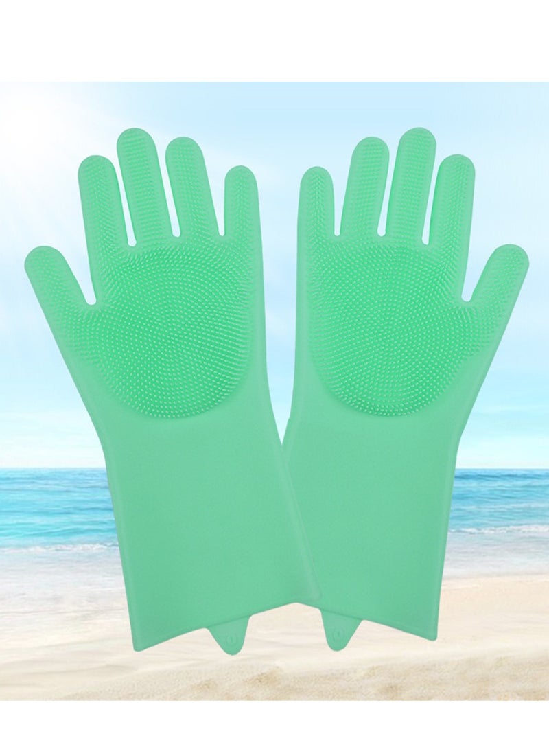 Generic Silicone Pet Wash Prevent Scratching And Biting Protect Gloves Thickening Durable Cat Bath Cleaning Gloves With Brush  - Image 1