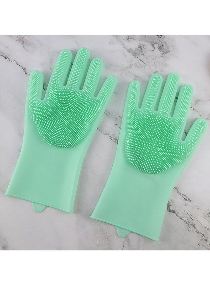 Generic Silicone Pet Wash Prevent Scratching And Biting Protect Gloves Thickening Durable Cat Bath Cleaning Gloves With Brush  - Image 2