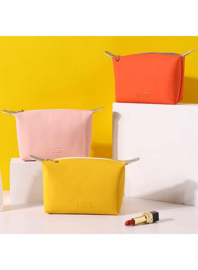 VEHTRI Dumpling Shape Zipper Closure Mini Cosmetic Bag,Pu-Leather Waterproof Women's Makeup Toiletry Organiser Handbag,Colorful Travel Cosmetics Case Small Makeup Brush Pouch (Baby Pink), 10 cm - Image 4