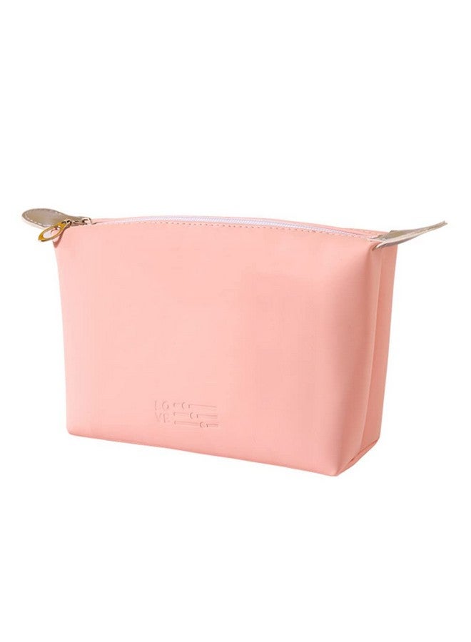 VEHTRI Dumpling Shape Zipper Closure Mini Cosmetic Bag,Pu-Leather Waterproof Women's Makeup Toiletry Organiser Handbag,Colorful Travel Cosmetics Case Small Makeup Brush Pouch (Baby Pink), 10 cm - Image 1