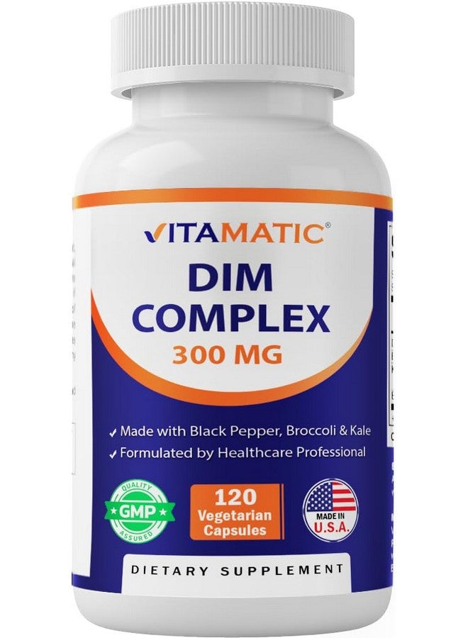 Vitamatic DIM Supplement Complex for Women & Men - 300mg - 120 Veg Capsules - Made with Black Pepper, Broccoli Powder & Kale Powder - Non-GMO & Gluten Free - Supports Hormonal Balance - Image 1