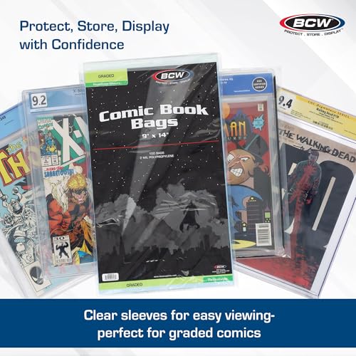 BCW أكياس كوميك بوك مصنفة قابلة لإعادة الإغلاق من BCW - عبوة من 100 | أكمام بولي بروبيلين شفافة تمامًا لألواح CGC و CBCS | خالية من الحمض، جودة أرشيفية، واقيات كوميك بوك قابلة لإعادة الإغلاق - 9x14 - Image 5