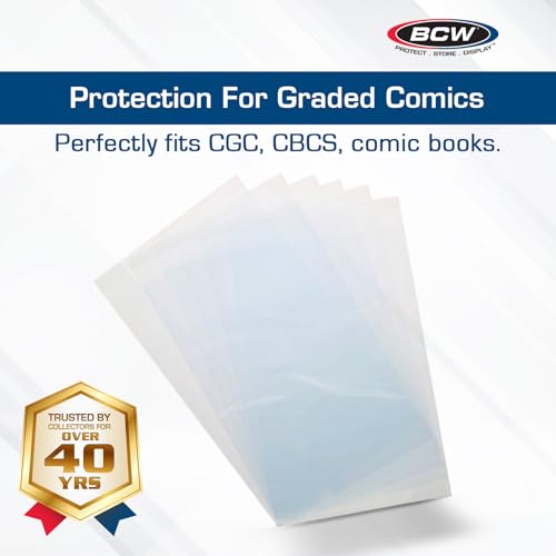 BCW أكياس كوميك بوك مصنفة قابلة لإعادة الإغلاق من BCW - عبوة من 100 | أكمام بولي بروبيلين شفافة تمامًا لألواح CGC و CBCS | خالية من الحمض، جودة أرشيفية، واقيات كوميك بوك قابلة لإعادة الإغلاق - 9x14 - Image 2