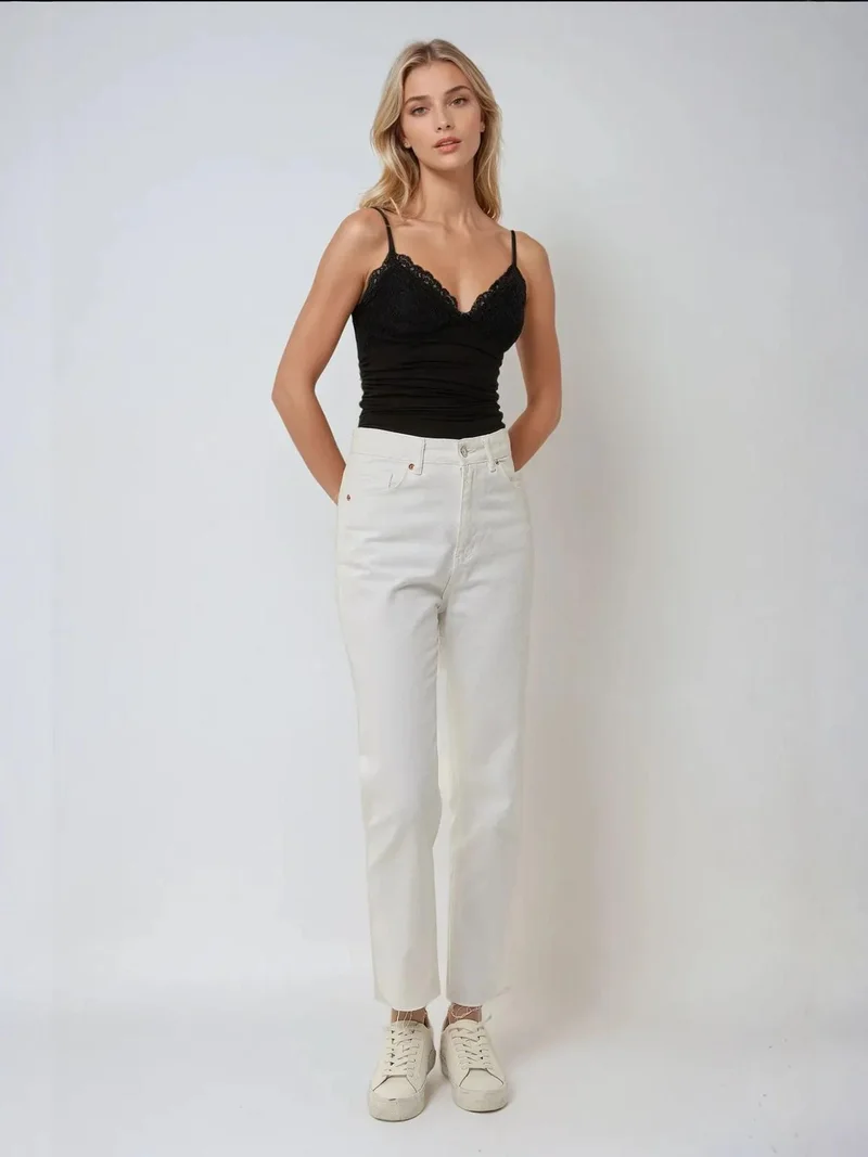 Hiccup Black Lace Detail V-Neck Top for Women | Best Price UAE