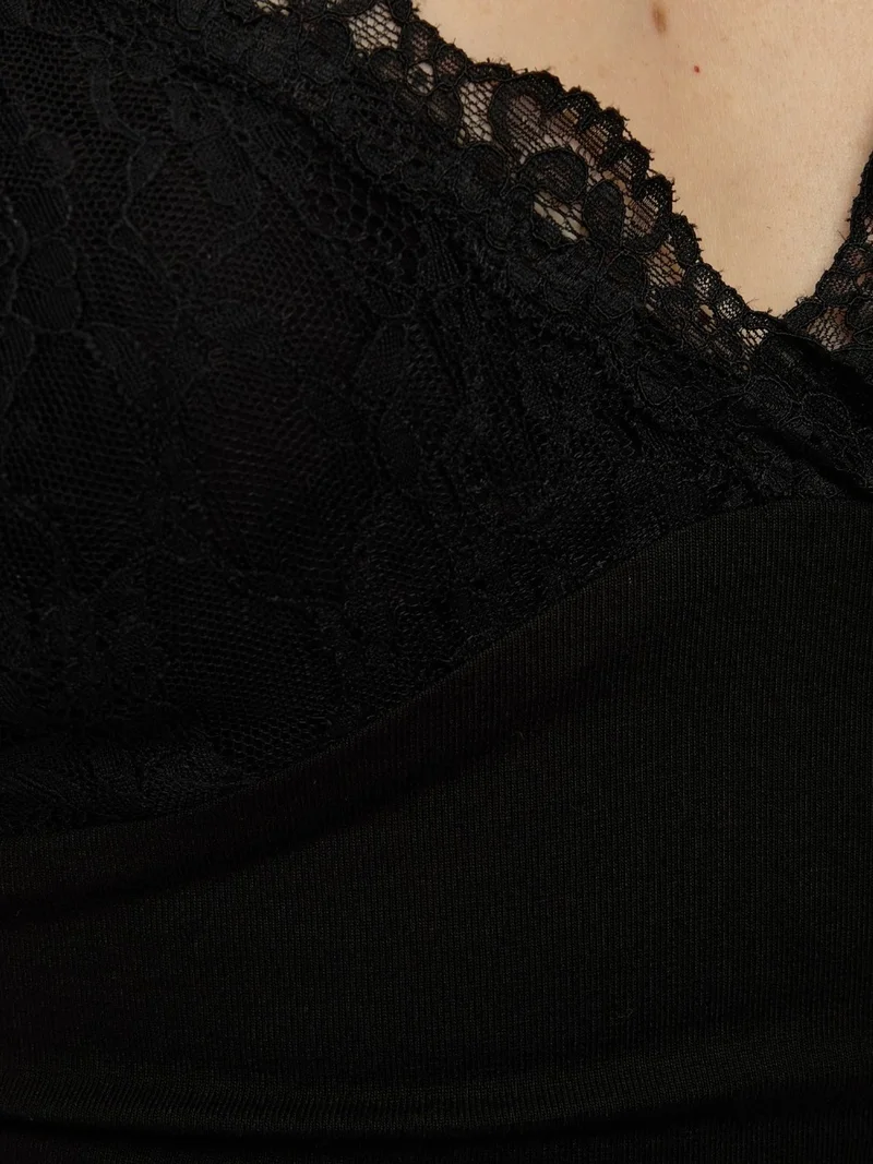 Hiccup Black Lace Detail V-Neck Top for Women | Best Price UAE