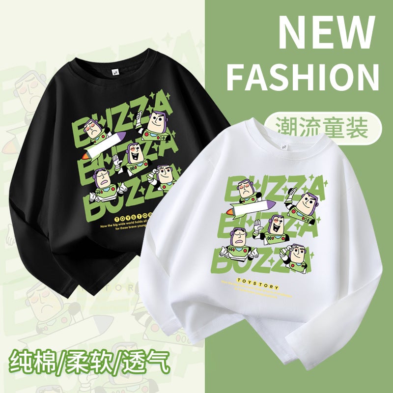 Trendy Children'S Long-Sleeve Cotton T-Shirt 2025 Style Boys' Fashionable Loose Base Shirt - Image 2