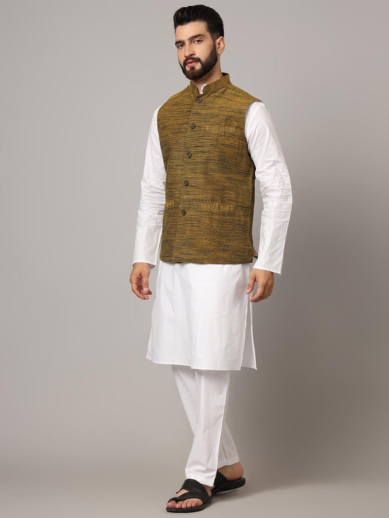 LATEST CHIKAN Men's Nehru Jacket/Waistcoat Sophisticated Ethnic Wear - SADRI-DK-MGR-46 - Image 4