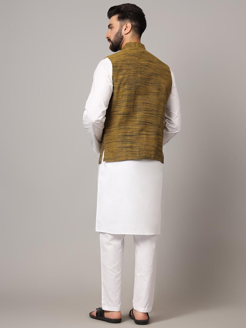 LATEST CHIKAN Men's Nehru Jacket/Waistcoat Sophisticated Ethnic Wear - SADRI-DK-MGR-46 - Image 5