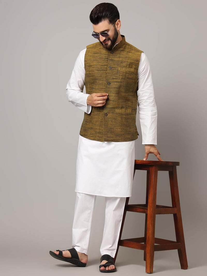 LATEST CHIKAN Men's Nehru Jacket/Waistcoat Sophisticated Ethnic Wear - SADRI-DK-MGR-46 - Image 2