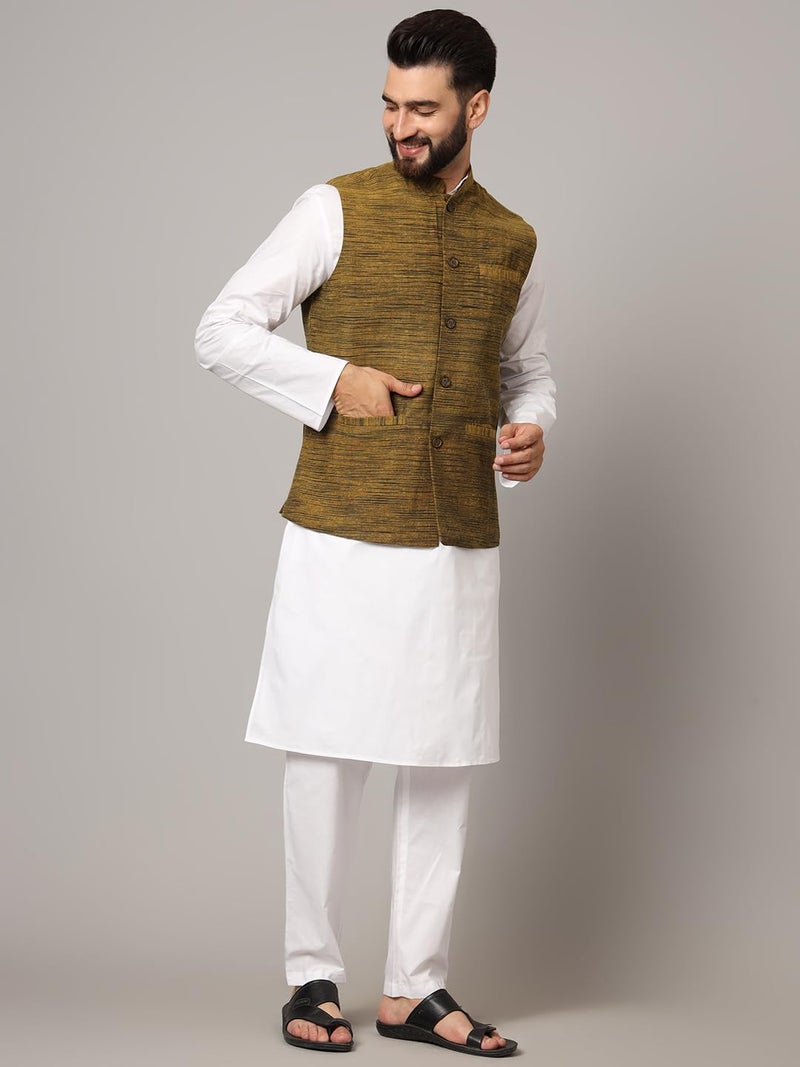 LATEST CHIKAN Men's Nehru Jacket/Waistcoat Sophisticated Ethnic Wear - SADRI-DK-MGR-46 - Image 3