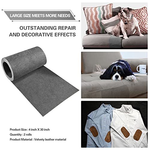Azobur Velvet Rectangular Repair Patch, Self-Adhesive Flannel Fabric Patch, Multi Colors, Microfiber Patch，Can be Used to Patch Sofas, Car Seats, Handbags, Jacket Holes and Tears (Gray) - Image 2