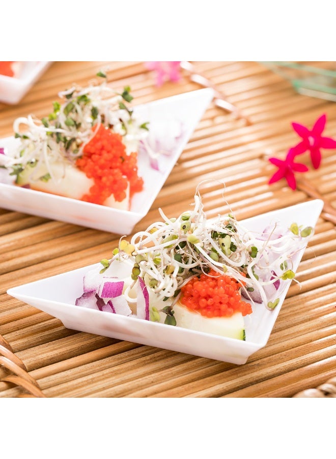 Restaurantware 4 x 2 Inch Mini Appetizer Plates, 100 Disposable Triangle Plates - Serve Hors D'oeuvres, Samples, Or Snacks, For Parties Or Catering, White Plastic Mini Dessert Plates, - Image 3