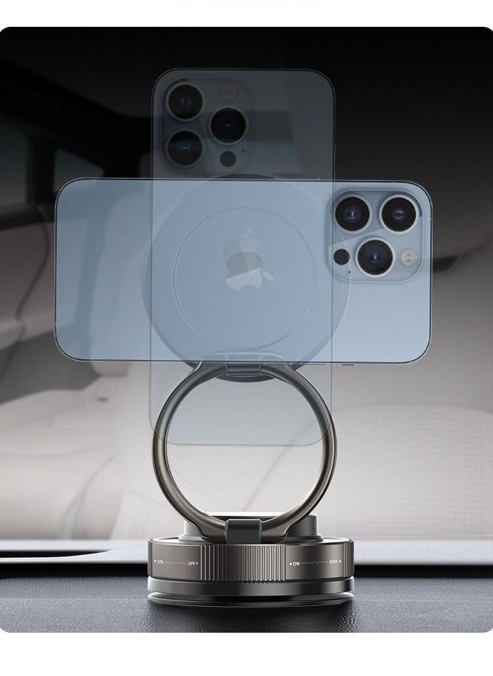 2025 Upgraded Smart Magnetic Phone Holder (Sleek Black) - 360° Rotating Foldable Dashboard Suction Cup Holder with N54 Strong MagnetDual Locking Anti-Shake  + Tri-Fold Metal Base, Strong Magnetic Car/Gym Dual Use, Vacuum Suction for All Vehicle Models,car mobile holder,phone mount car