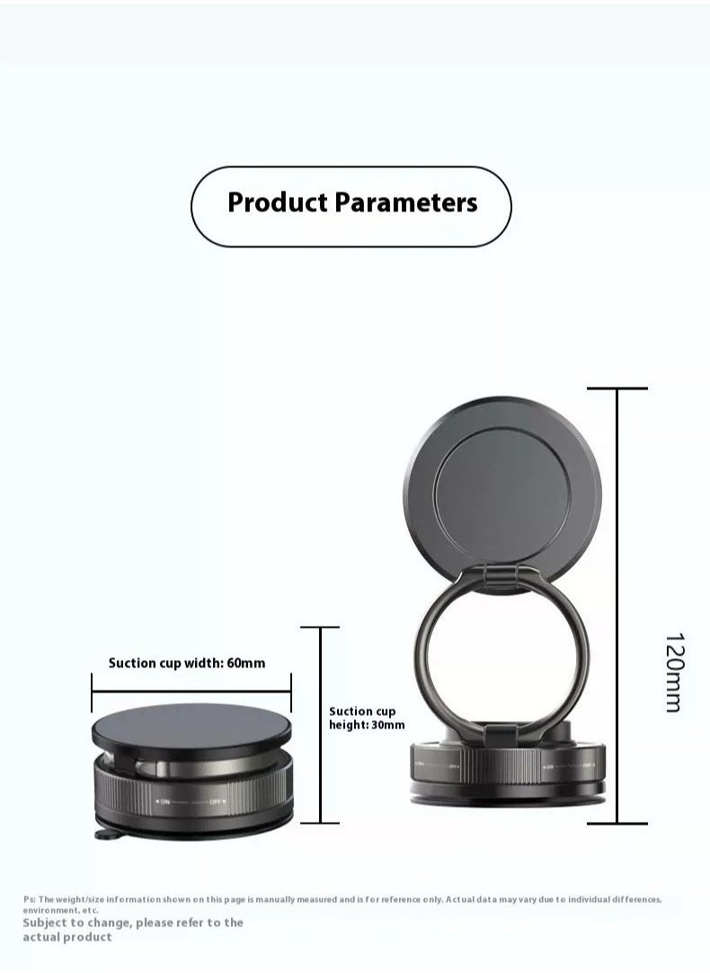 2025 Upgraded Smart Magnetic Phone Holder (Sleek Black) - 360° Rotating Foldable Dashboard Suction Cup Holder with N54 Strong MagnetDual Locking Anti-Shake  + Tri-Fold Metal Base, Strong Magnetic Car/Gym Dual Use, Vacuum Suction for All Vehicle Models,car mobile holder,phone mount car