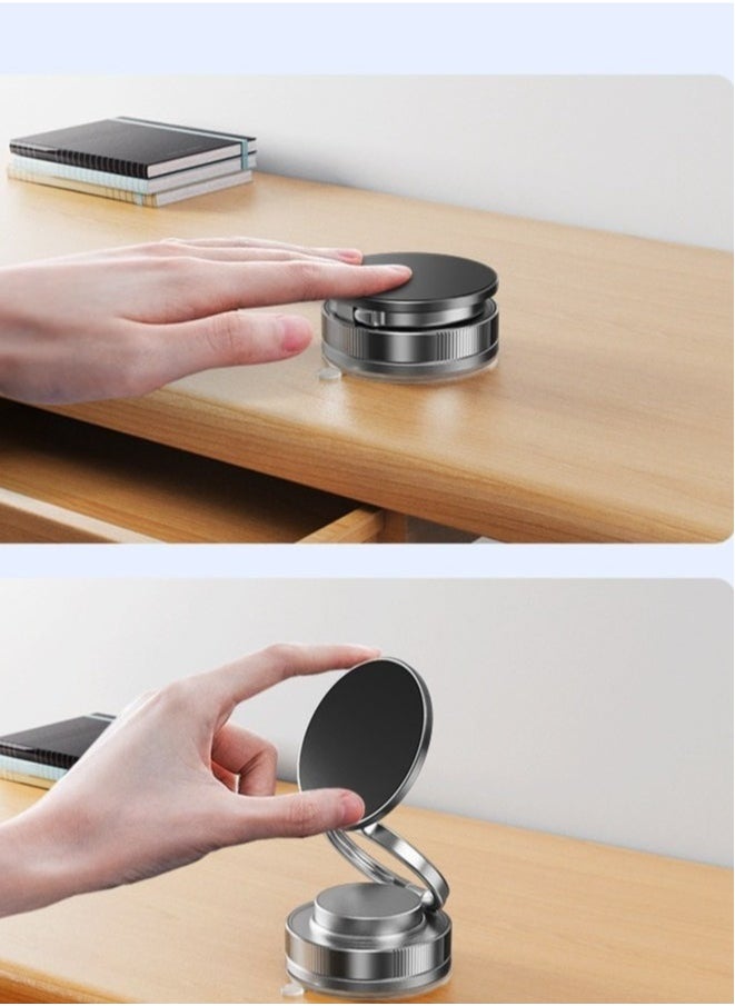2025 Upgraded Smart Magnetic Phone Holder (Sleek Black) - 360° Rotating Foldable Dashboard Suction Cup Holder with N54 Strong MagnetDual Locking Anti-Shake  + Tri-Fold Metal Base, Strong Magnetic Car/Gym Dual Use, Vacuum Suction for All Vehicle Models,car mobile holder,phone mount car