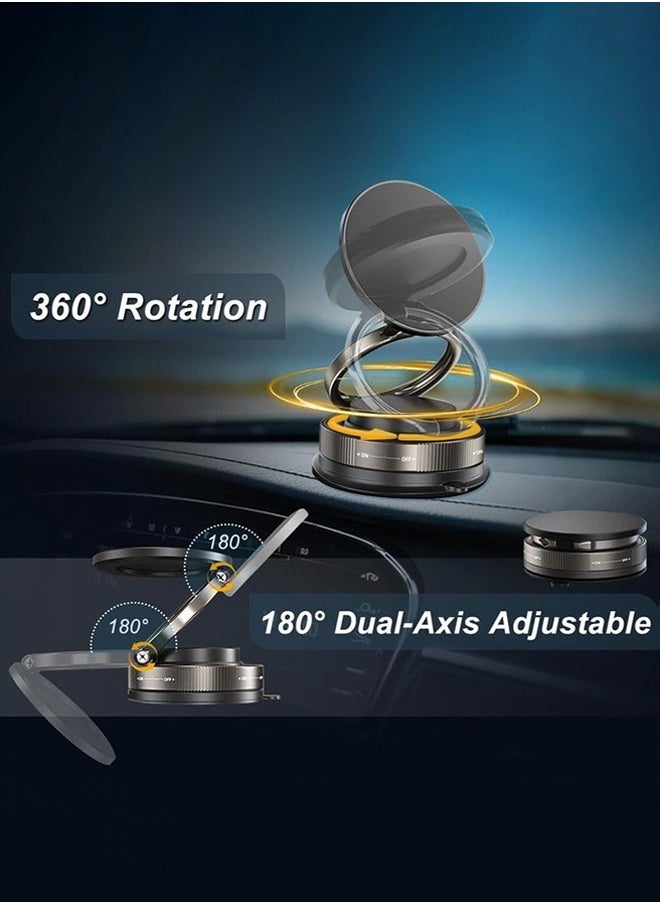 2025 Upgraded Smart Magnetic Phone Holder (Sleek Black) - 360° Rotating Foldable Dashboard Suction Cup Holder with N54 Strong MagnetDual Locking Anti-Shake  + Tri-Fold Metal Base, Strong Magnetic Car/Gym Dual Use, Vacuum Suction for All Vehicle Models,car mobile holder,phone mount car