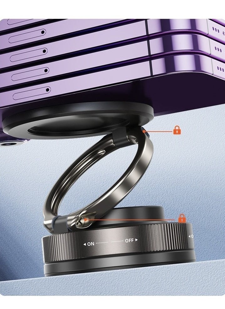 2025 Upgraded Smart Magnetic Phone Holder (Sleek Black) - 360° Rotating Foldable Dashboard Suction Cup Holder with N54 Strong MagnetDual Locking Anti-Shake  + Tri-Fold Metal Base, Strong Magnetic Car/Gym Dual Use, Vacuum Suction for All Vehicle Models,car mobile holder,phone mount car
