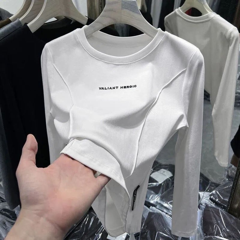 Thickened Double-Sided Velvet Long-Sleeved T-Shirt With Foreign-Style Niche Base Shirt Warm White Top Trendy - Image 3