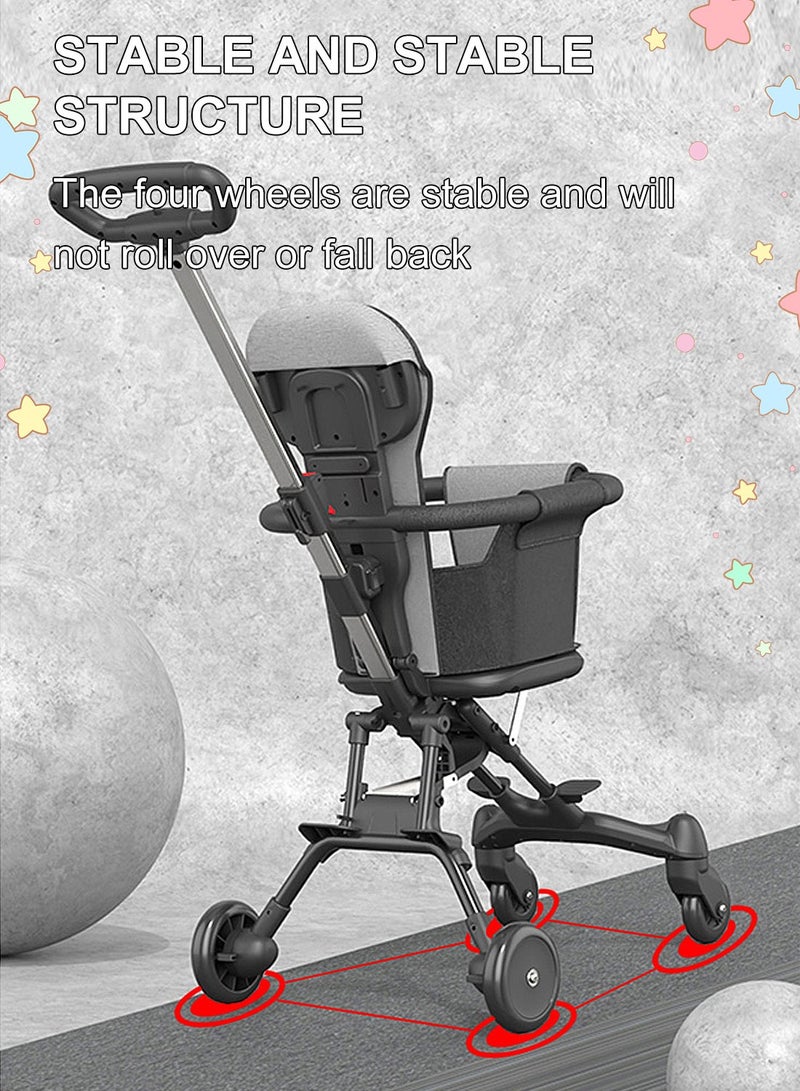 MaBaby Baby Stroller, Two-Way Lightweight Strollers, Easy Fold Push Chair With Four Wheels - Image 5