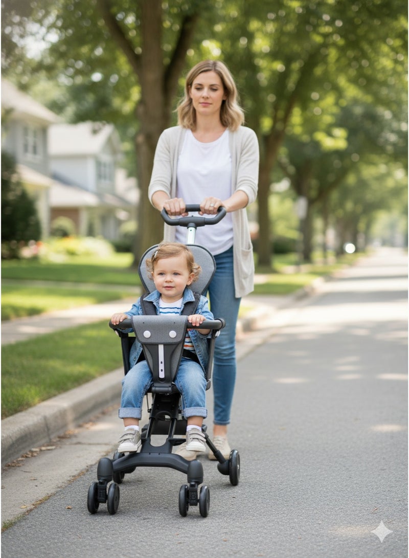 MaBaby Baby Stroller, Two-Way Lightweight Strollers, Easy Fold Push Chair With Four Wheels - Image 4