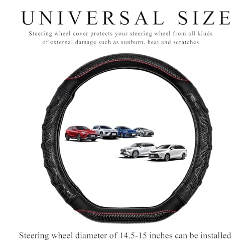 SHMZK Car Steering Wheel Cover 15 Inch AntiSlip Steering Wheel Cover Protector with 3D Honeycomb Design Universal Steering Wheel Covers for Cars Truck SUV Car Accessories Black - Image 3