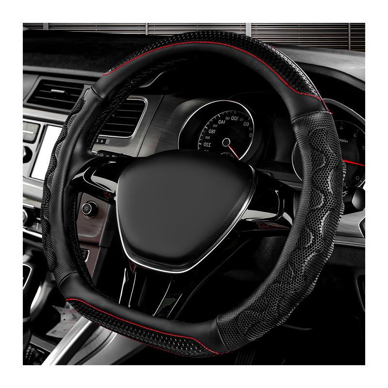 SHMZK Car Steering Wheel Cover 15 Inch AntiSlip Steering Wheel Cover Protector with 3D Honeycomb Design Universal Steering Wheel Covers for Cars Truck SUV Car Accessories Black - Image 2