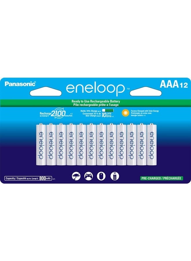 eneloop Panasonic BK-4MCCA12FA eneloop AAA 2100 Cycle Ni-MH Pre-Charged Rechargeable Batteries, 12-Battery Pack  - Image 1
