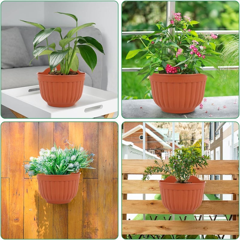 MAKINGTEC 1 Set Wall Hanging Planters, Garden Fence Hanging Flower Pots Mounted Hanging Basket Plastic Plant Pots with 2 Hooks for Spring Balcony, Patio Planters, Indoor Outdoor Use - Image 3