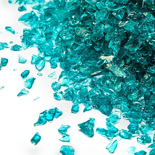 TWINKLING High Luster Crushed Glass, Broken Glass, Glass Gems Chips for DIY Resin Art Epoxy Crafts, Nail Art, Geode Painting, 1-3mm(200g) (Turquoise) - Image 1