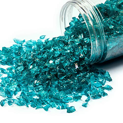 TWINKLING High Luster Crushed Glass, Broken Glass, Glass Gems Chips for DIY Resin Art Epoxy Crafts, Nail Art, Geode Painting, 1-3mm(200g) (Turquoise) - Image 3