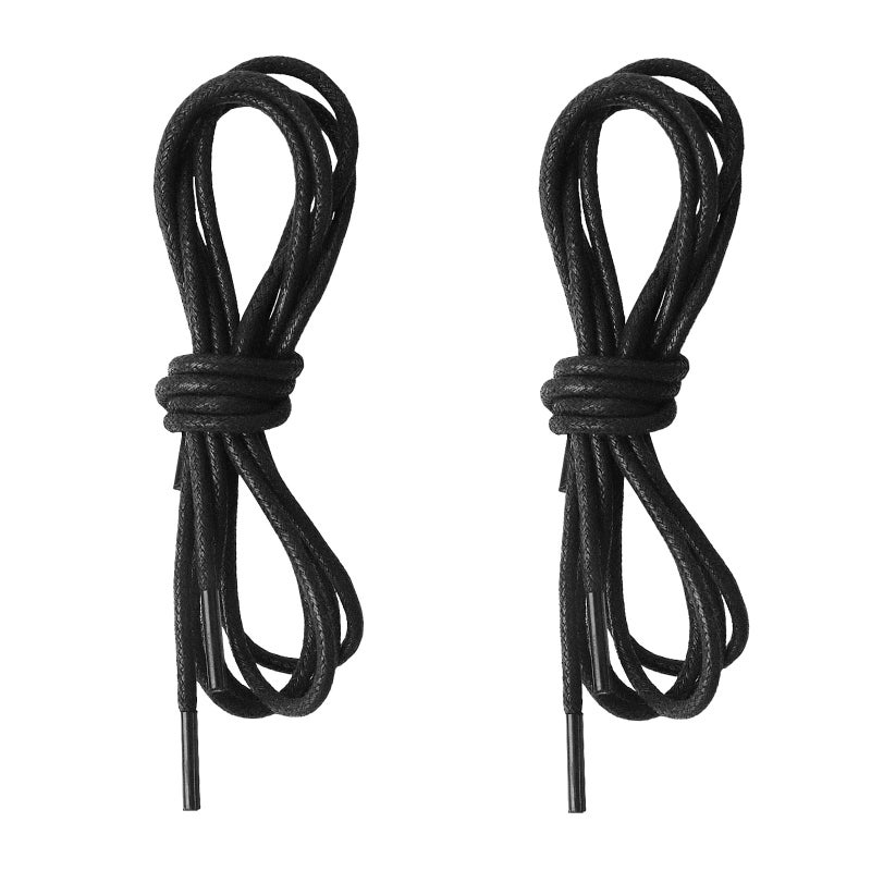 YOLCAR 2 Pairs Waxed Round Shoe Laces, 80cm/31.5" Formal Business Oxford Shoelaces for Men or Women's Dress Shoes, 2.5mm, Black - Image 1