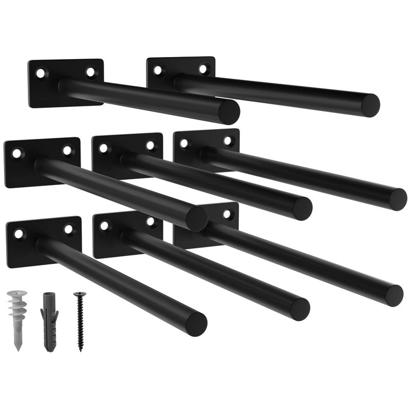 Leopo Black 8 Pack-8 Inch Floating Shelf Bracket, Hidden Brackets For Floating Wood Shelves - Image 1