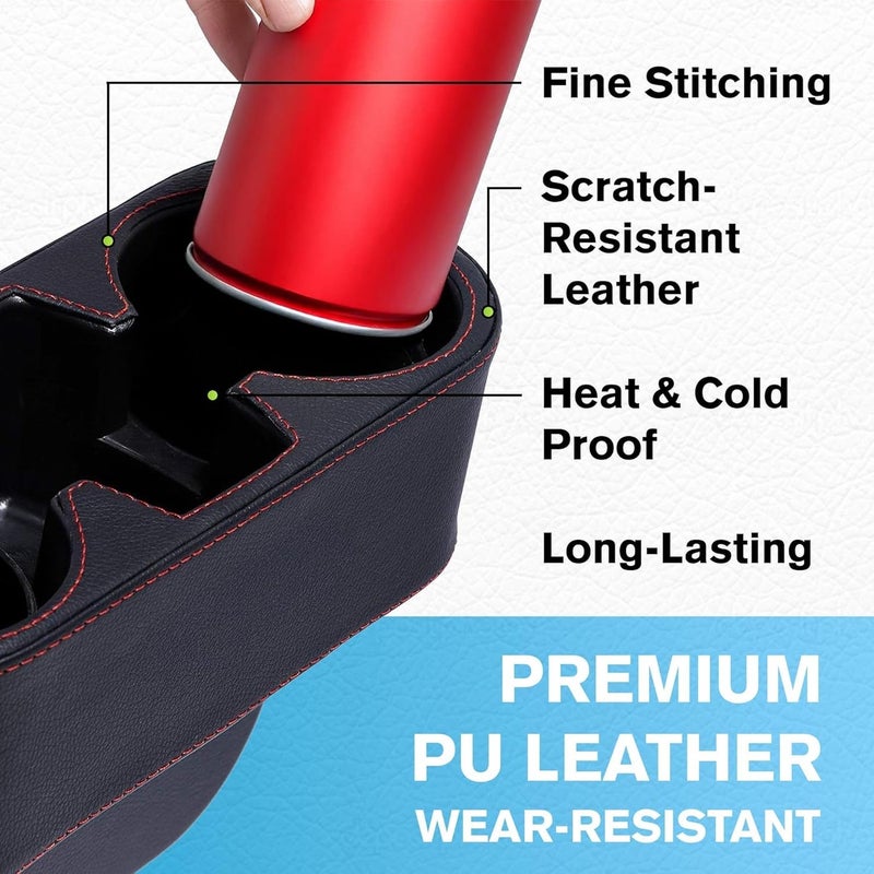 Multifunctional Car Cup Holder Organizer with PU Leather Cover - Image 2