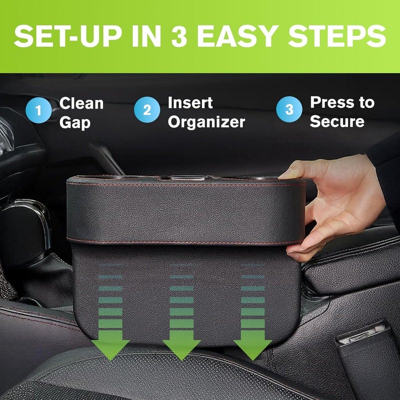 Multifunctional Car Cup Holder Organizer with PU Leather Cover - Image 3