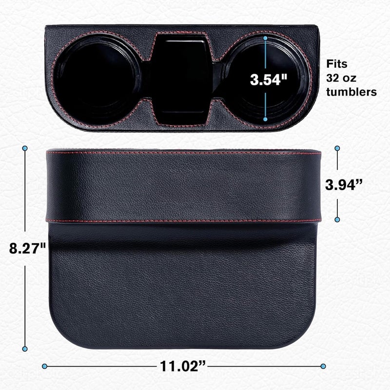 Multifunctional Car Cup Holder Organizer with PU Leather Cover - Image 4