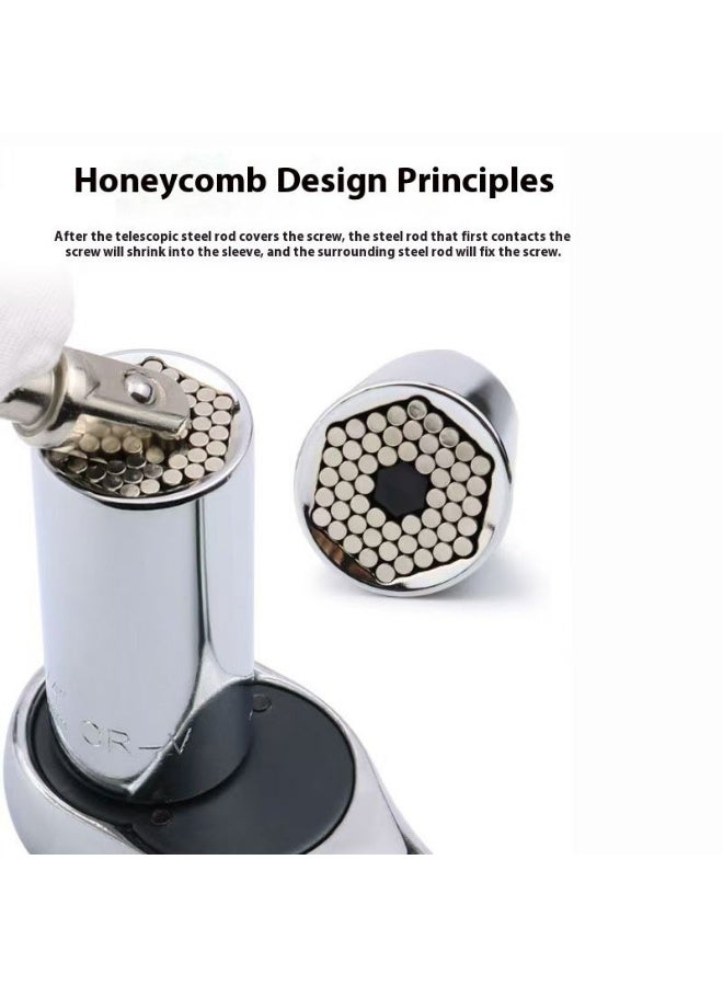 Electric Universal Socket Wrench Multi Function Magic Socket Head Drill Screw Socket with Connecting Rod Set - Image 5