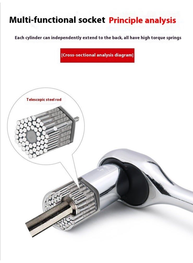 Electric Universal Socket Wrench Multi Function Magic Socket Head Drill Screw Socket with Connecting Rod Set - Image 4