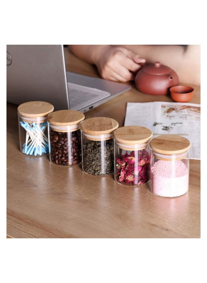 GGEROU - Glass Food Storage Containers Set,Spice Jar Set,10 Piece Glass Jar with Bamboo Airtight Lids and Labels 150ml - Image 1