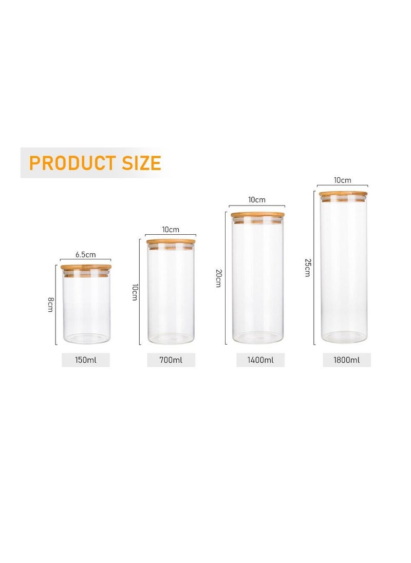 GGEROU - Glass Food Storage Containers Set,Spice Jar Set,10 Piece Glass Jar with Bamboo Airtight Lids and Labels 150ml - Image 1