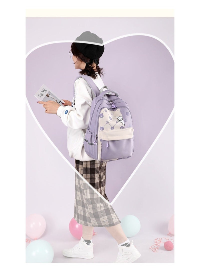 DUNISO Girl's School Backpack Waterproof Book Bag with Compartments for Teen Girl Kid Students Elementary School Kids' School Bag With Large Capacity and Reflective strip - Image 4