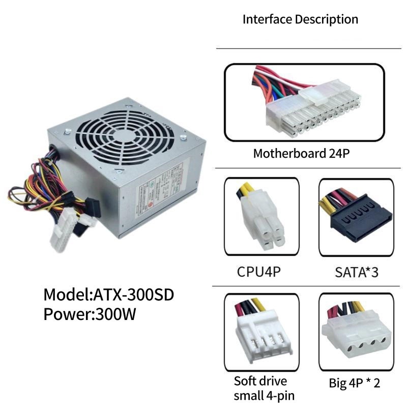 Small Gaming PC Power Supply 250W CPU4 Enhanced Heat Dissipation Long Cable Set - Image 5