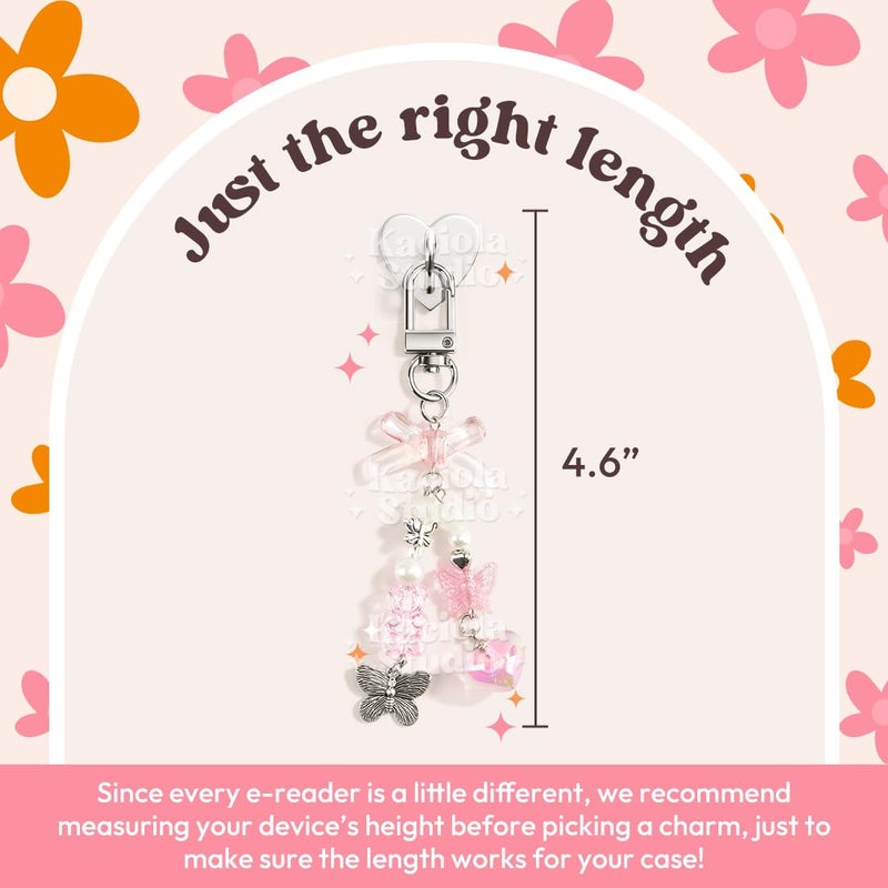 Kaciola Charm Chains for Kindle, Butterfly Bear Pendant Cute E-reader Phone Charm Bracelets Accessories Gift for Reader Booklovers Women Men, Charms Compatible for Kindle/E-Reader/Phone (C07) - Image 5