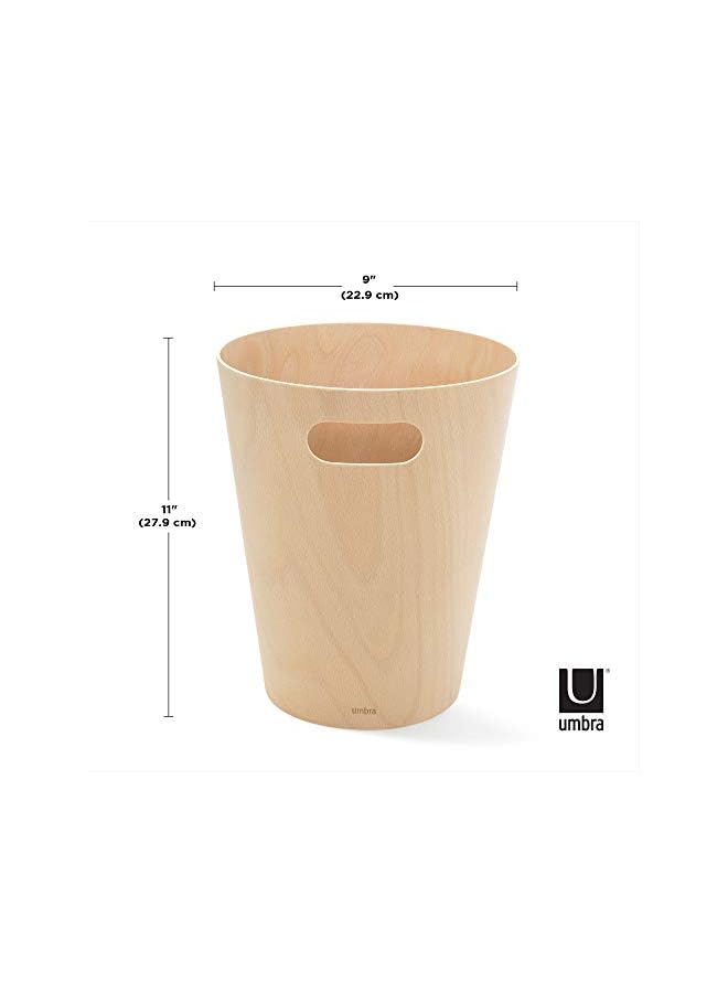 UMBRA سلة مهملات خشبية حديثة سعة 2 جالون من وودرو أو سلة إعادة تدوير للمنزل أو المكتب 9 × 11 × 9 082780390 طبيعي - Image 3