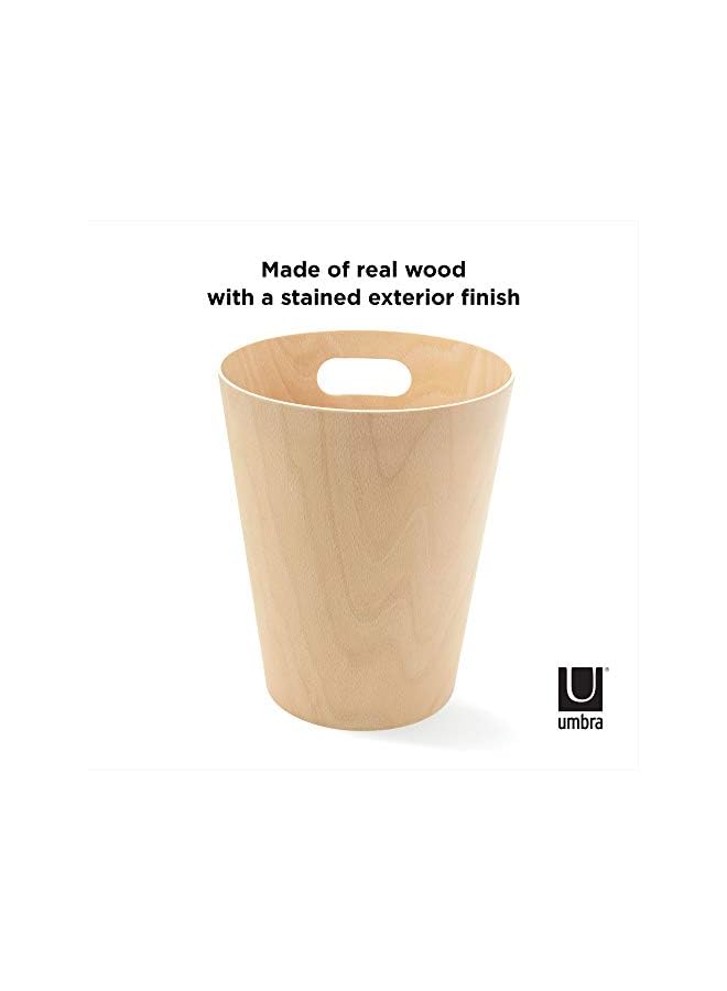 UMBRA سلة مهملات خشبية حديثة سعة 2 جالون من وودرو أو سلة إعادة تدوير للمنزل أو المكتب 9 × 11 × 9 082780390 طبيعي - Image 4