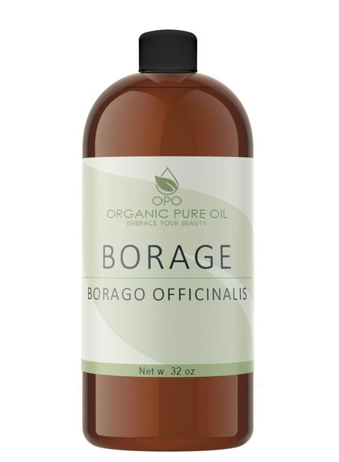 OPO Borage Seed Oil - 32 oz - Pure Unrefined Non GMO, High GLA, Bulk Natural Carrier Oil Moisturizer for Skin Hair Nails Body Soaps DIY & More - Liquid Borago Virgin Vegan - Image 1