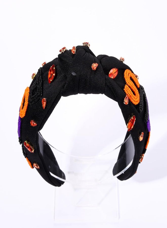YAHPERN Halloween Headband for Women Boo HOCUS POCUS Knotted Headband Embellished Crystal Headbands Halloween Accessories (Style B) - Image 5