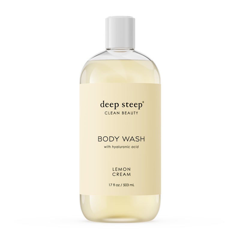 Deep Steep Body Wash, Lemon Cream, 17 oz â€“ Hydrating Shower Gel with Hyaluronic Acid, Shea Butter, Aloe Vera & Argan Oil â€“ Vegan, Clean Beauty, Clean & Refreshed Skin - Image 1